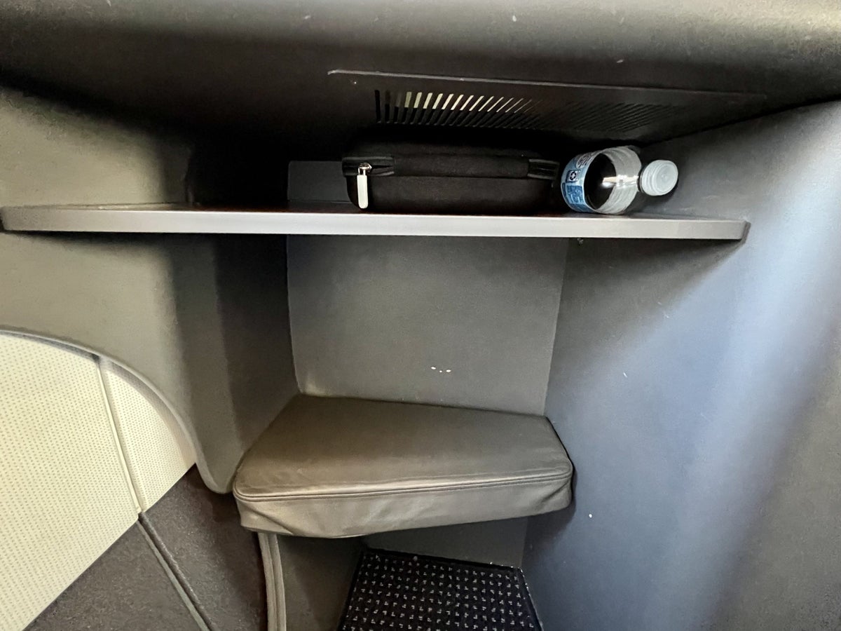 American Airlines A321T Flagship Business footrest and storage shelf