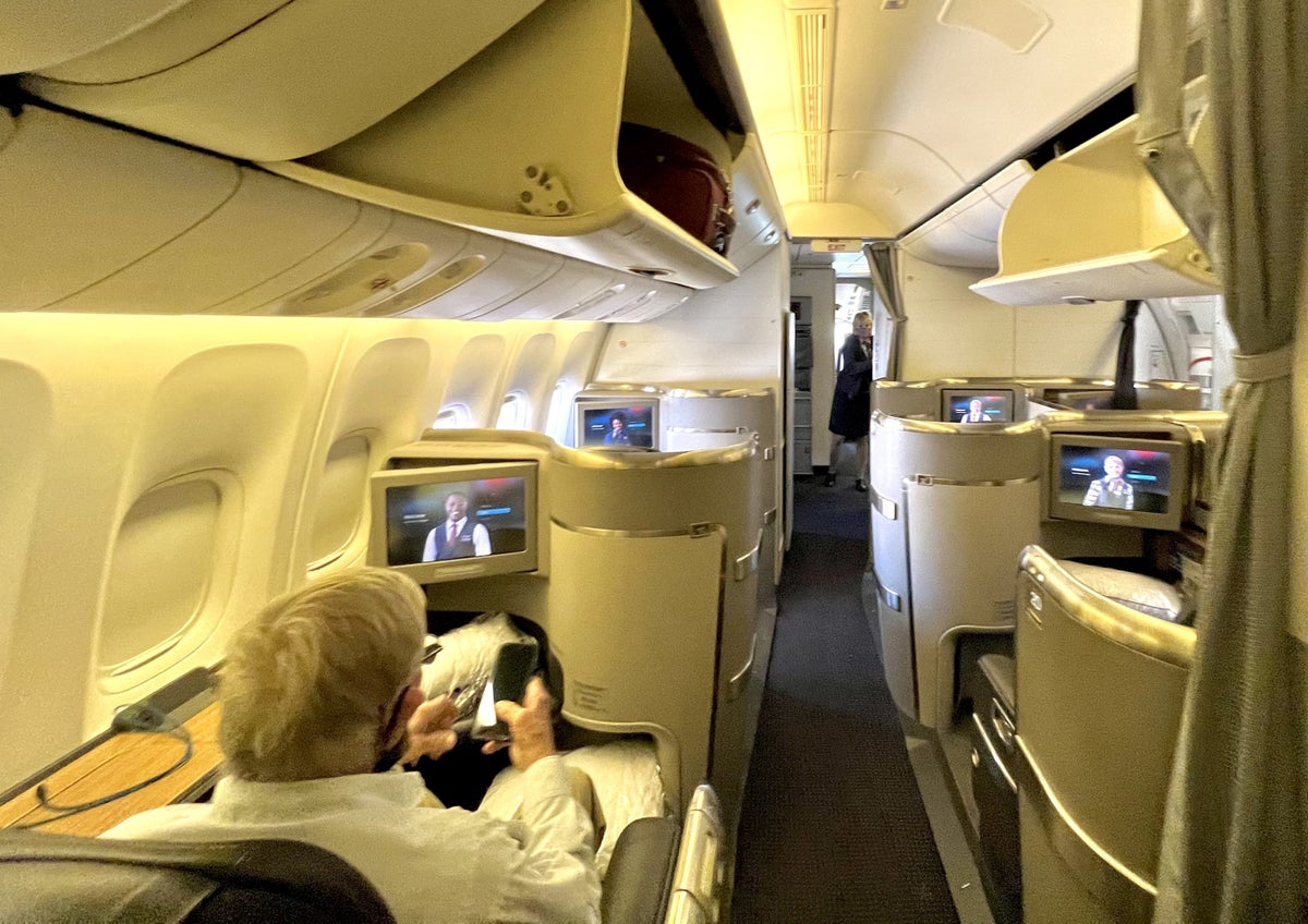 American Airlines Boeing 777 300 Flagship First cabin from behind