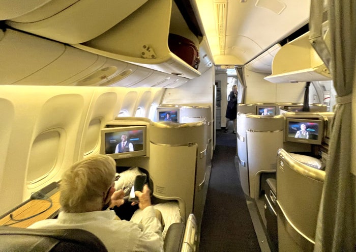 American Airlines Boeing 777 300 Flagship First cabin from behind