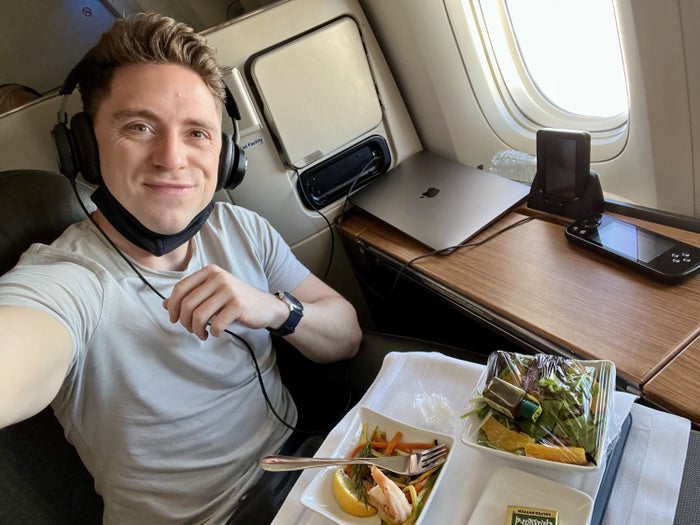 American Airlines Boeing 777 300 Flagship First happy as a boy in Flagship First for the first time