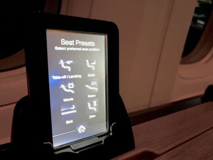 American Airlines Boeing 777 300 Flagship First seat control presets