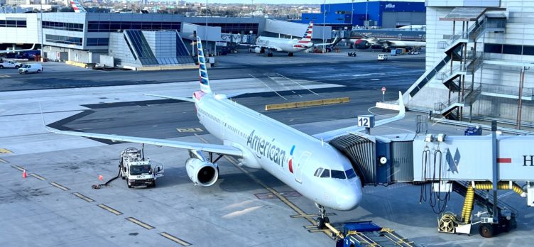 American Airlines Flagship Business JFK A321T on stand