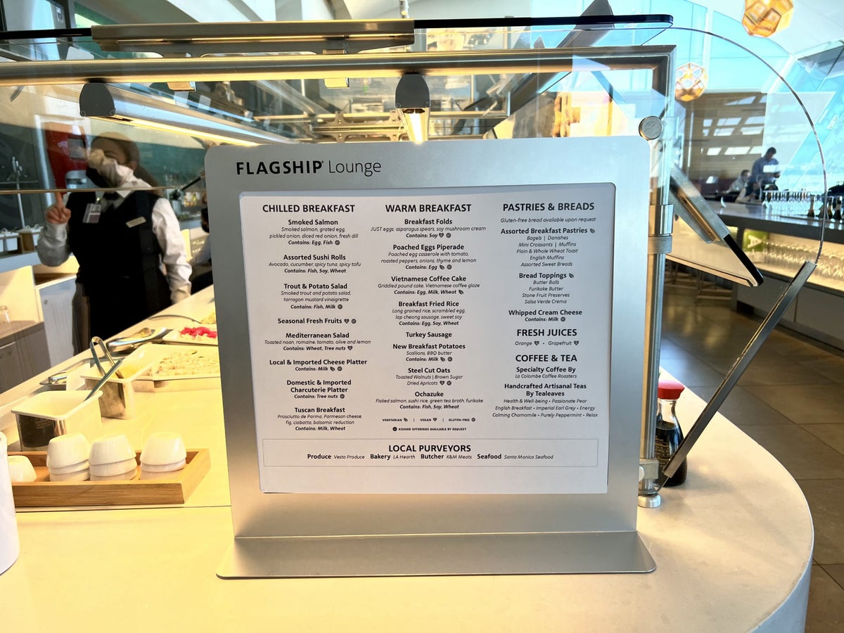 American Airlines Flagship First LAX Flagship Lounge menu