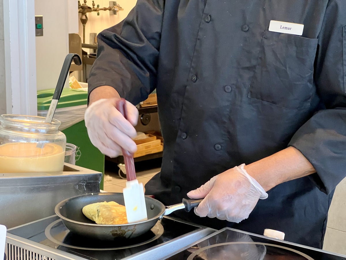 American Airlines Flagship First LAX Flagship Lounge omelette making