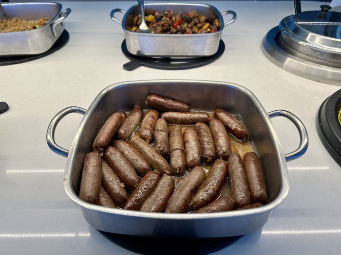 American Airlines Flagship First LAX Flagship Lounge sausages