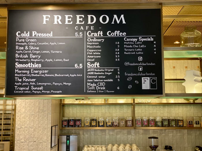 Canopy by Hilton London City Freedom Cafe menu