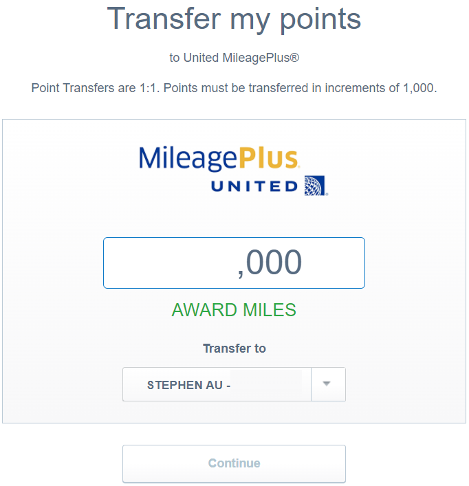 Chase Ultimate Rewards transfer to United MileagePlus