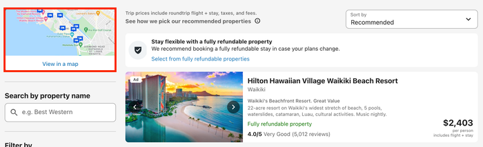 CheapTickets map feature