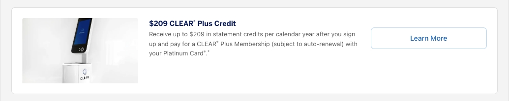 Clear screenshot Amex Platinum
