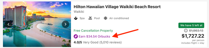 Earn Orbucks on a Hawaii vacation package