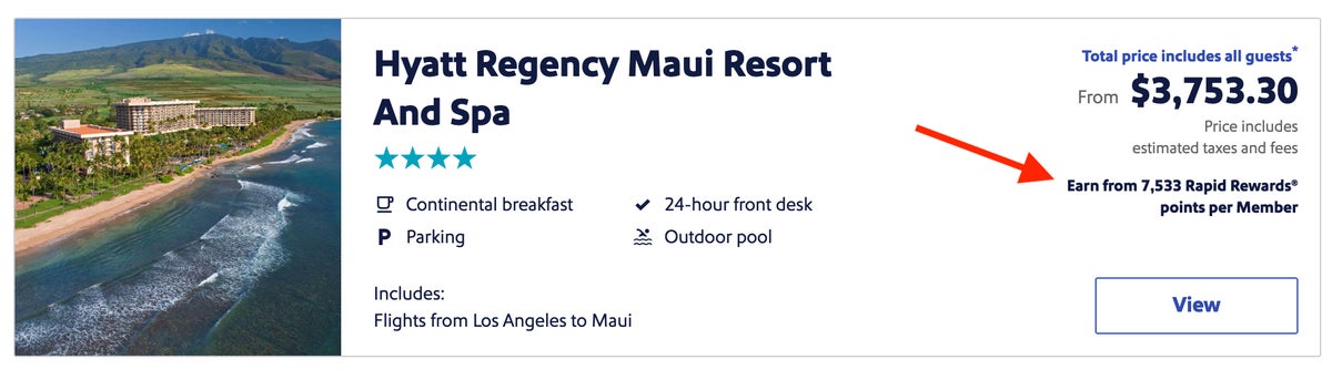 Getaways by Southwest earn points hotels