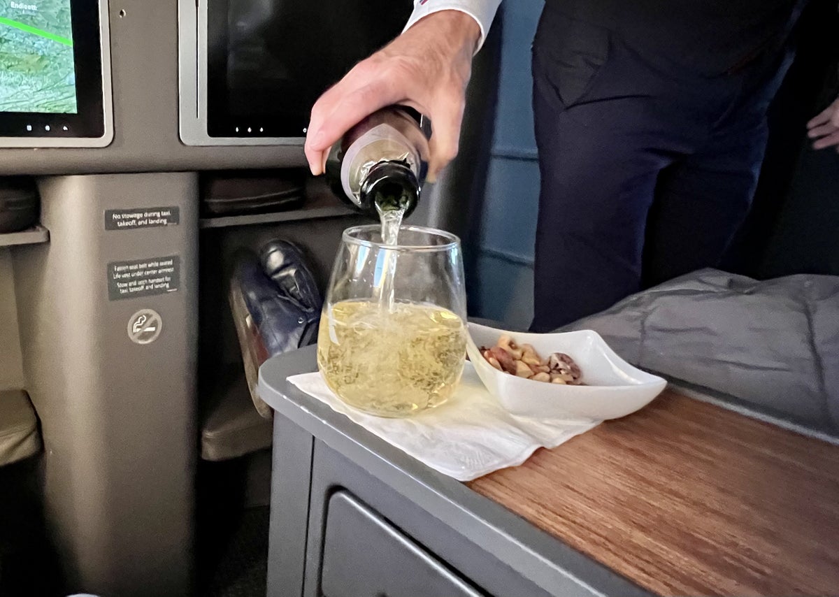 Bubbles onboard American Airlines Flagship Business
