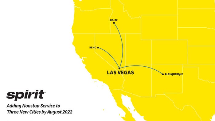 Spirit's 3 new routes from Las Vegas (LAS)
