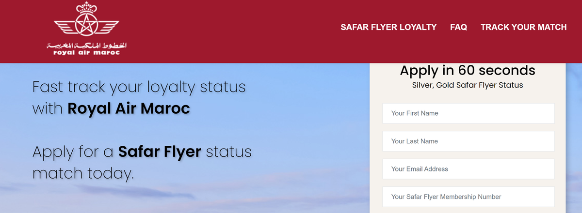 Royal Air Maroc status match application
