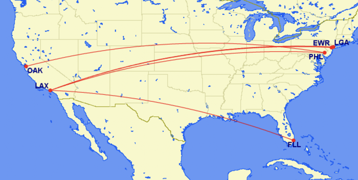 Spirit's transcontinental routes