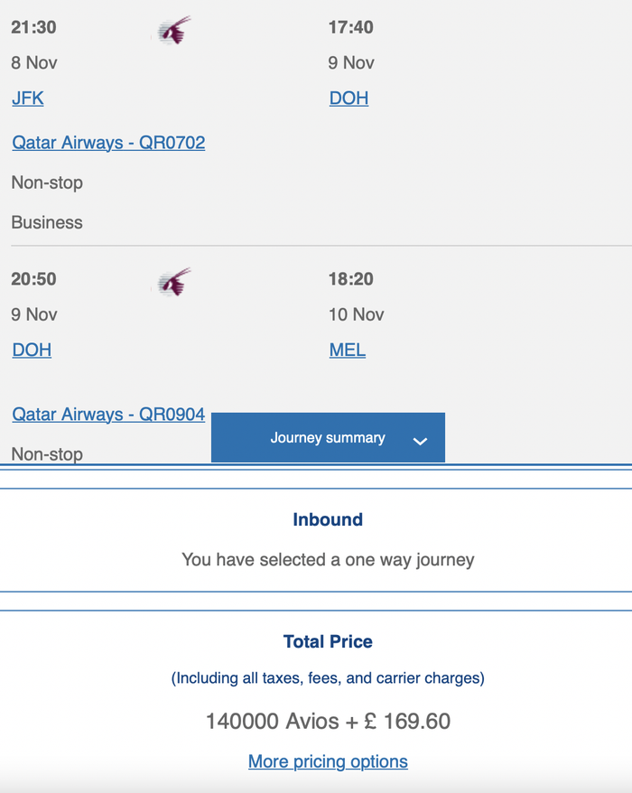 British Airways Qatar Airways booking