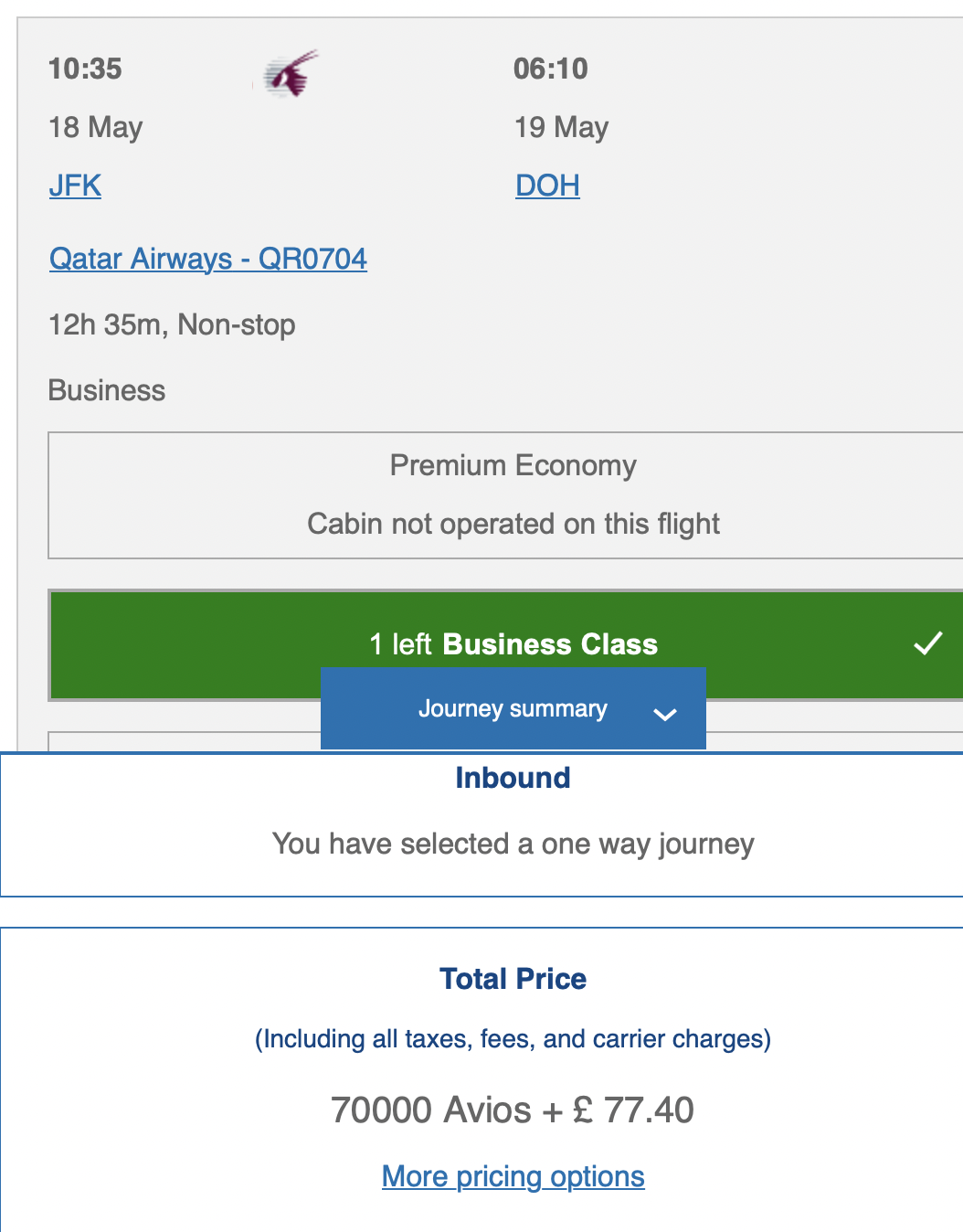 British Airways Qatar Airways booking