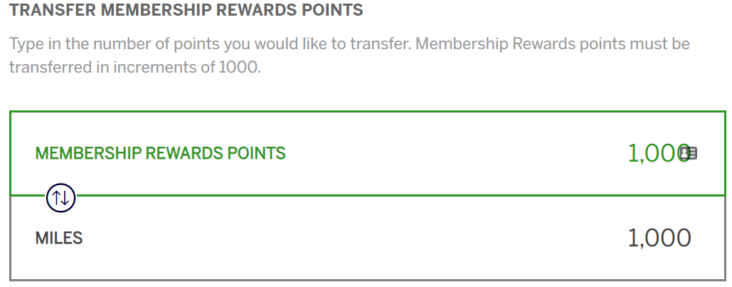 American Express Membership Rewards Transfer Confirm