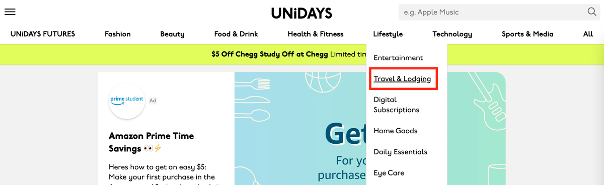 Unidays travel section
