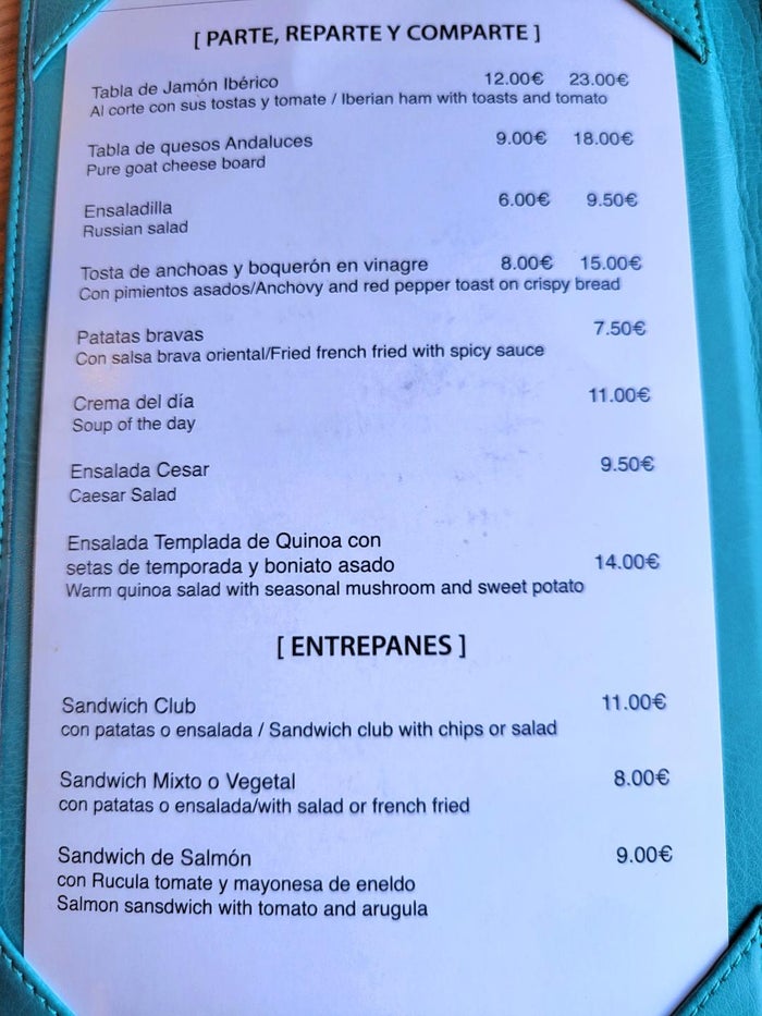 AC Hotel Malaga Palacio Bar Menu 2