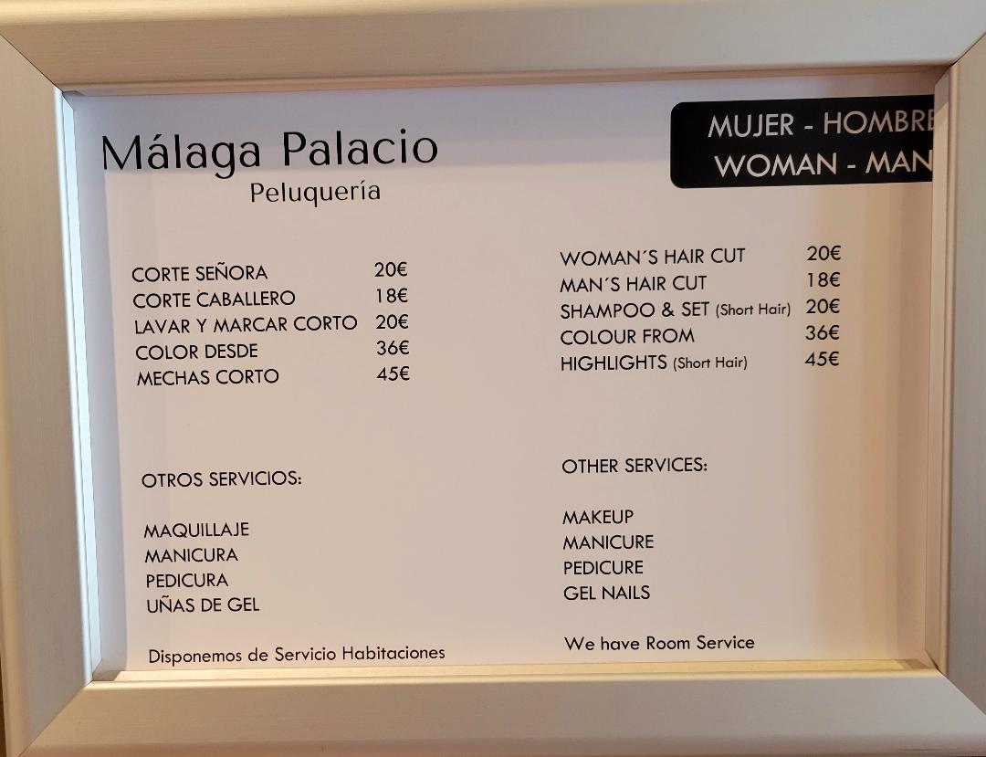 AC Hotel Malaga Palacio Salon Menu