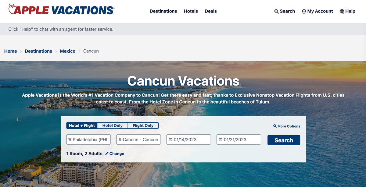 Apple Vacations Cancun packages