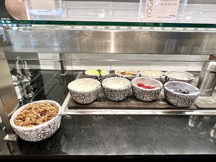 British Airways Boeing 777 300 Club Suite JFK Galleries Lounge fruit and granola
