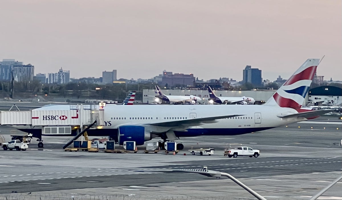 British Airways Boeing 777 300 Club Suite JFK aircraft at gate