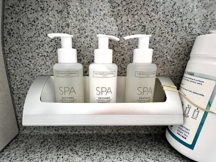 British Airways Boeing 777 300 Club Suite bathroom amenities