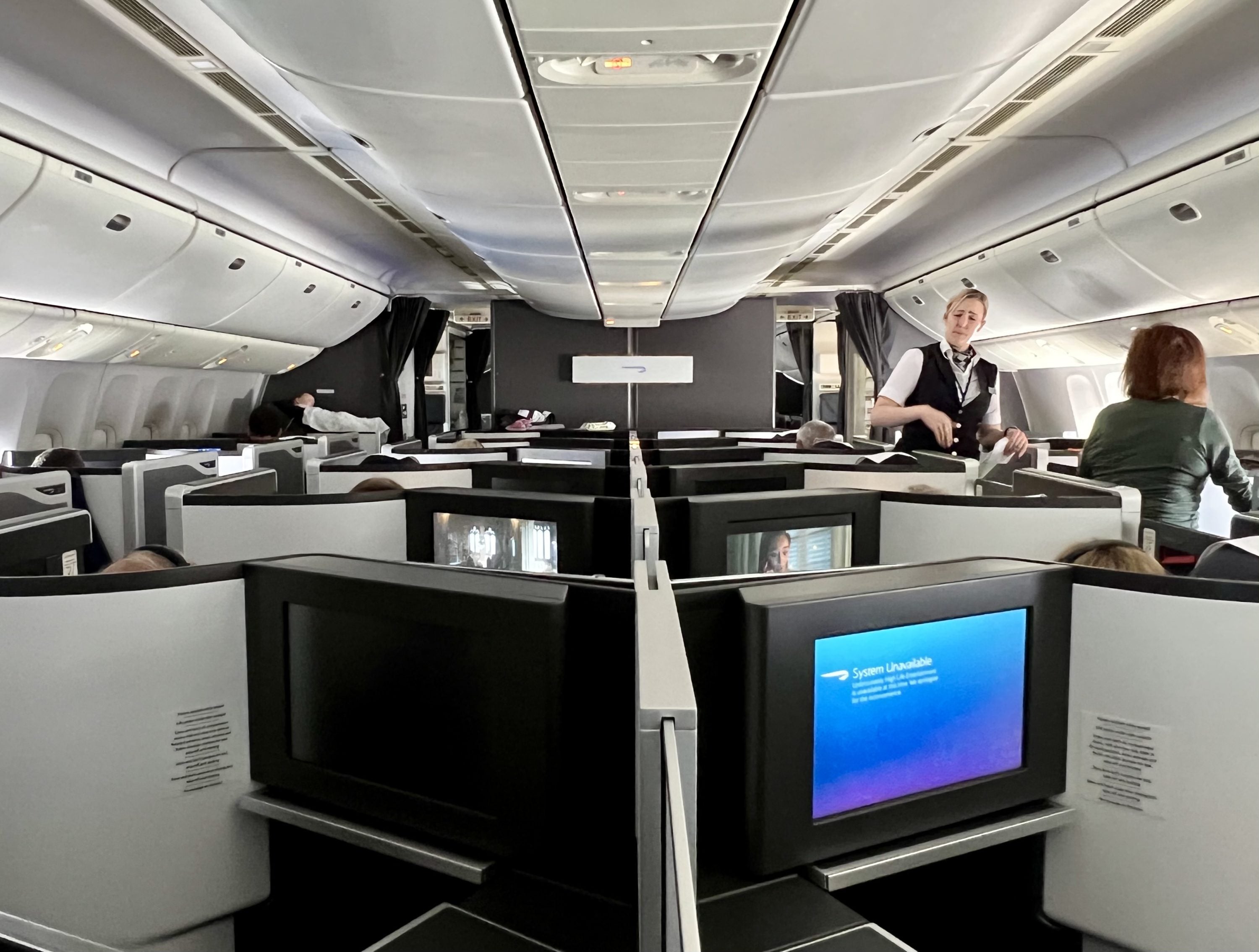 British Airways Boeing 777 300 Club Suite cabin from row 14