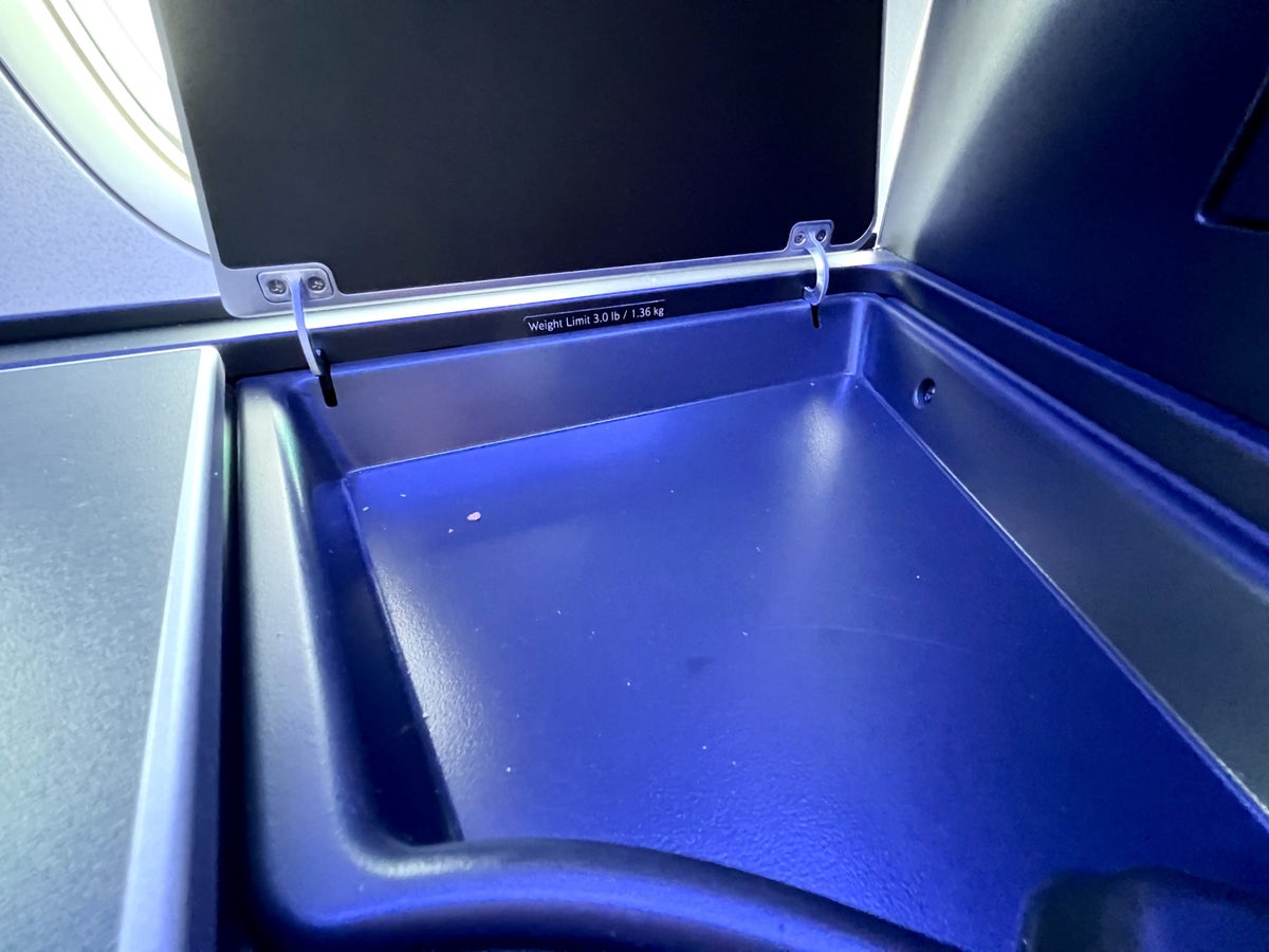 British Airways Boeing 777 300 Club Suite seat smaller storage