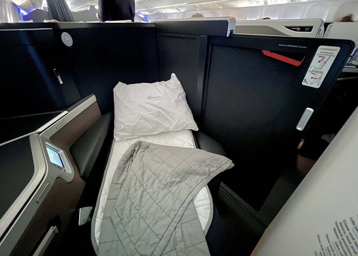 British Airways Boeing 777 300 Club Suite seat with bedding enclosed suite