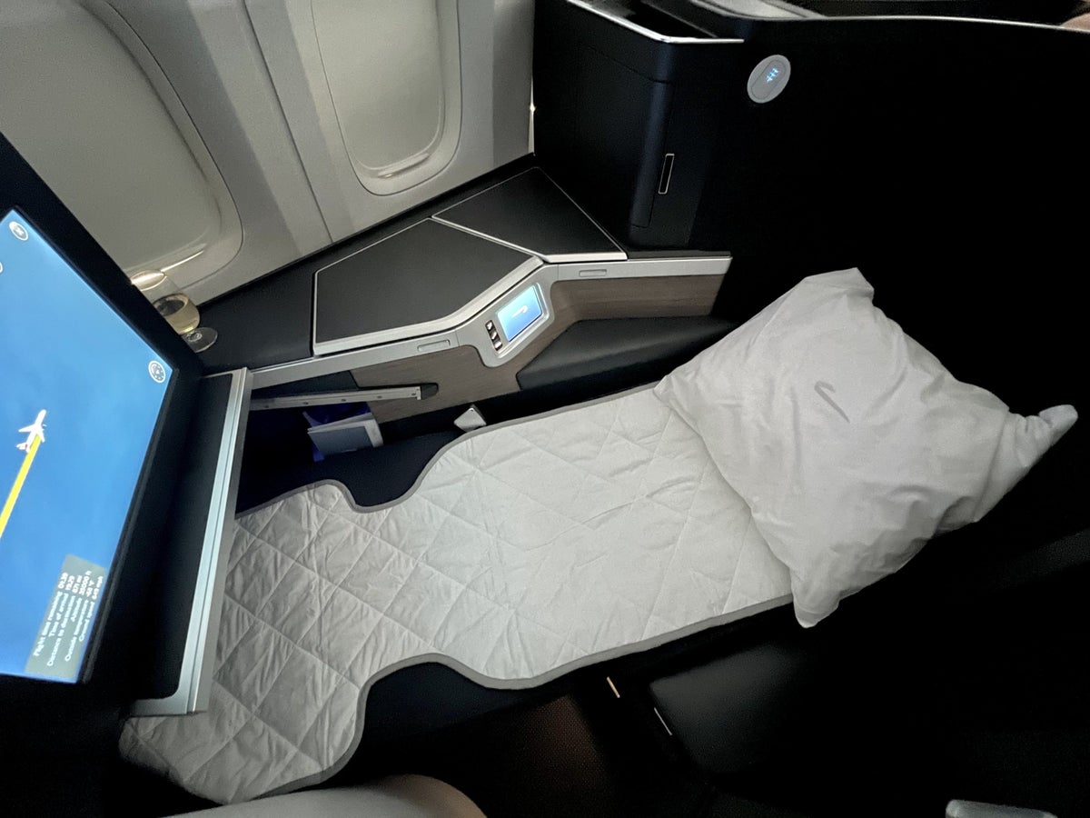 British Airways Boeing 777 300 Club Suite seat with mattress protector