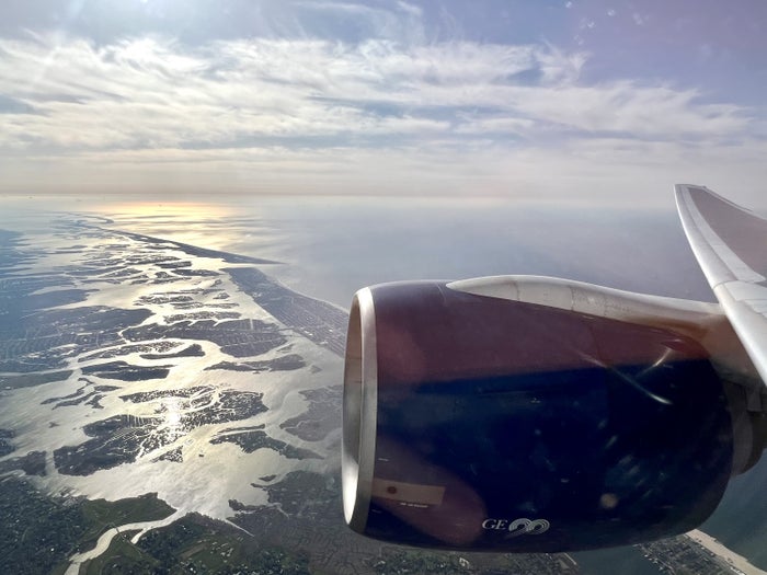 British Airways Boeing 777 300 Club Suite view of Long Island