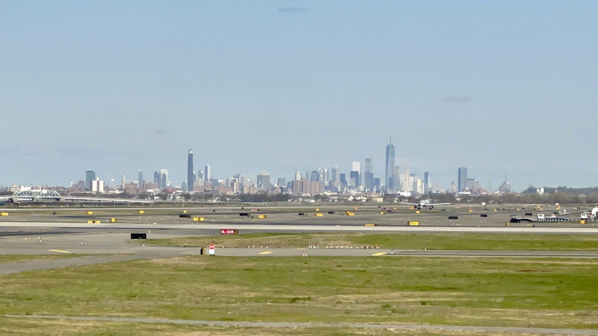 British Airways Boeing 777 300 Club Suite view of New York skyline