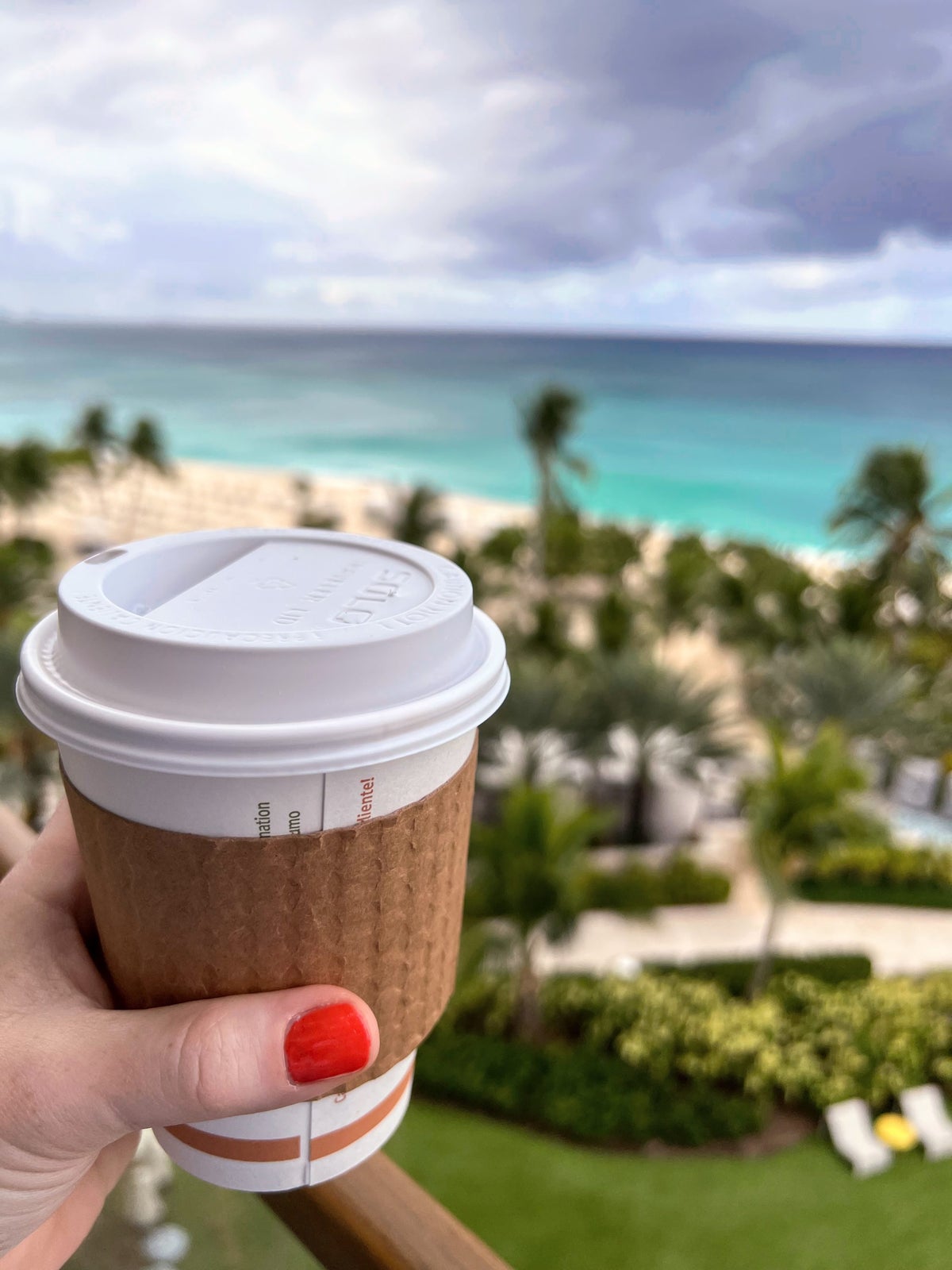 Coffee on the balcony of a premium oceanfront room at Seafire