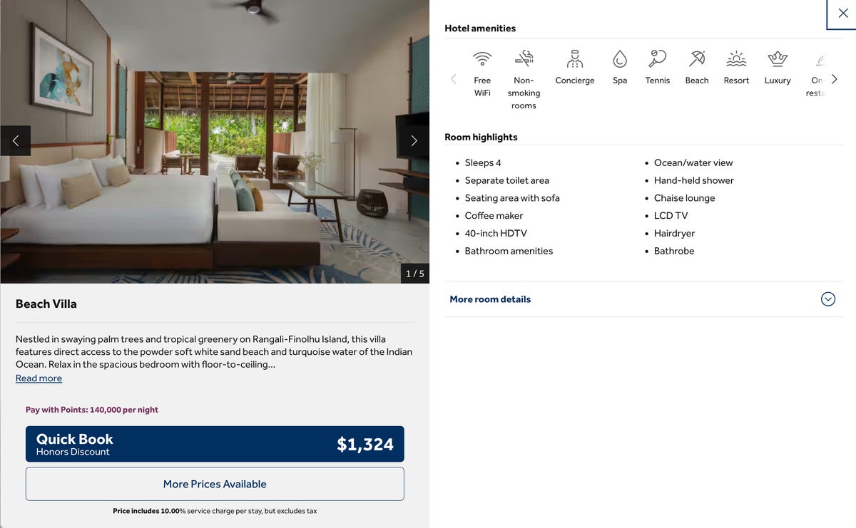 Conrad Maldives points per night