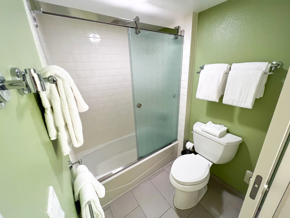 Disneys All Star Movie Resort Preferred room shower tub toilet