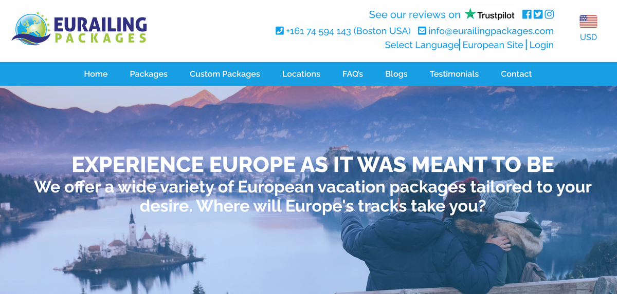 EURailing Packages website