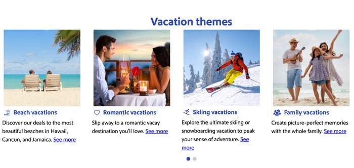 Southwest Vacations package themes Getaways by Southwest package themes