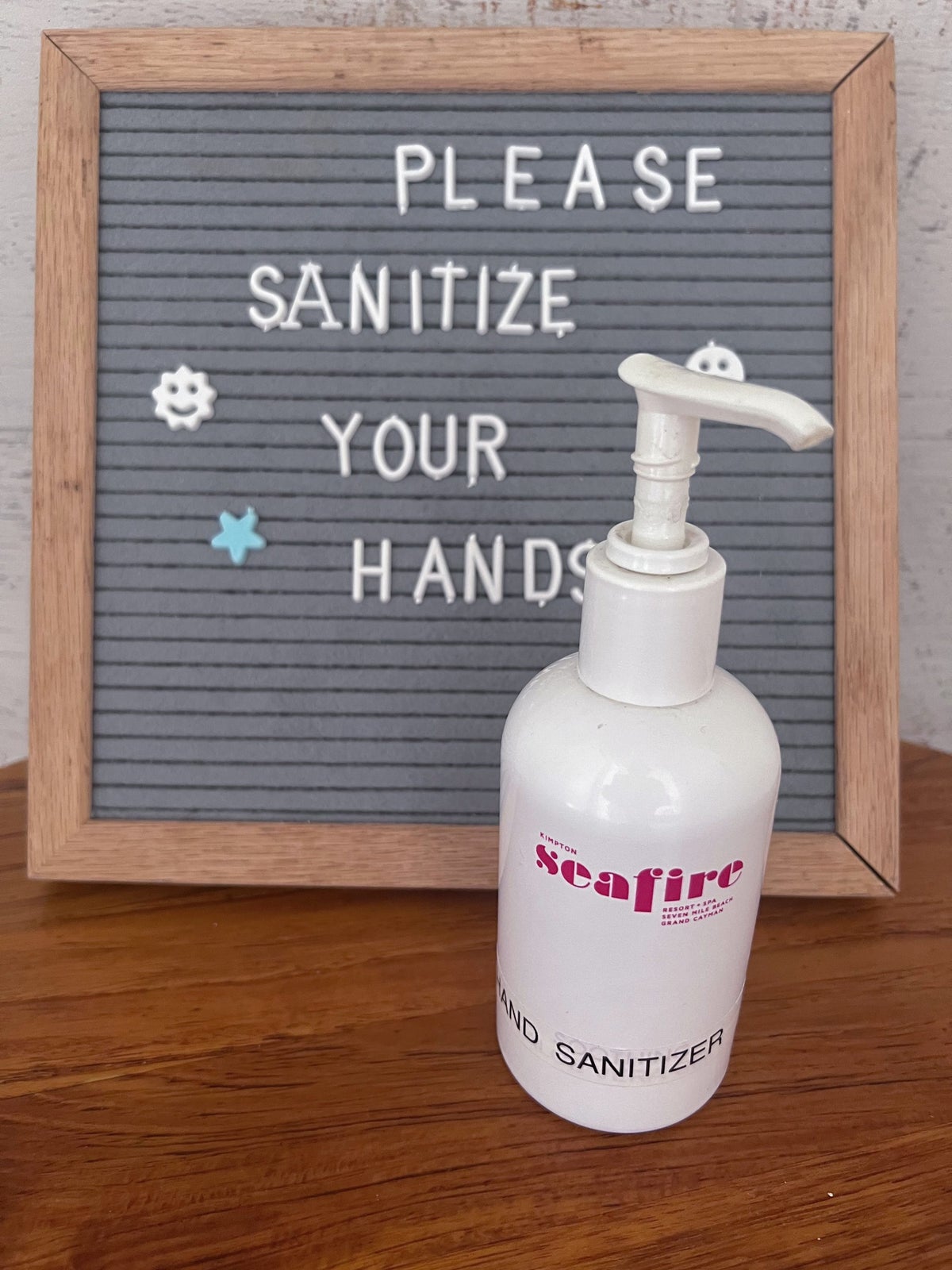 Hand sanitizer at Kimpton Seafire