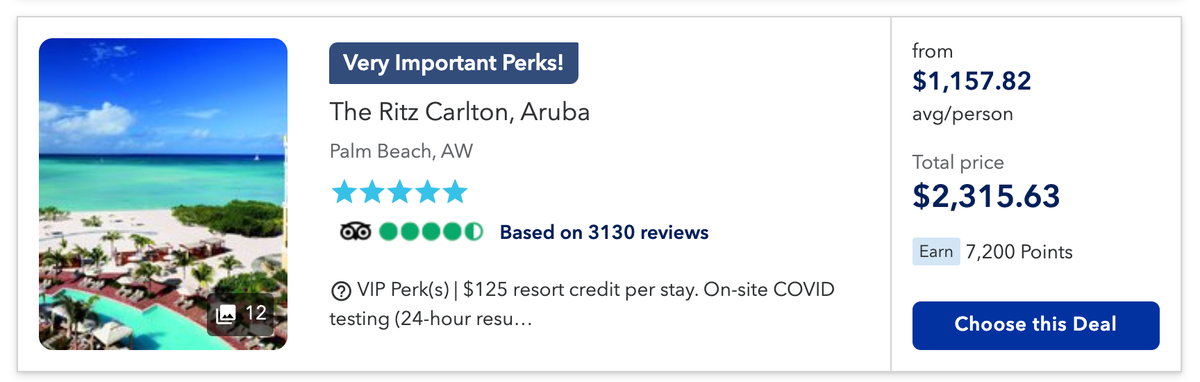 JetBlue Vacations Ritz Carlton Aruba search results