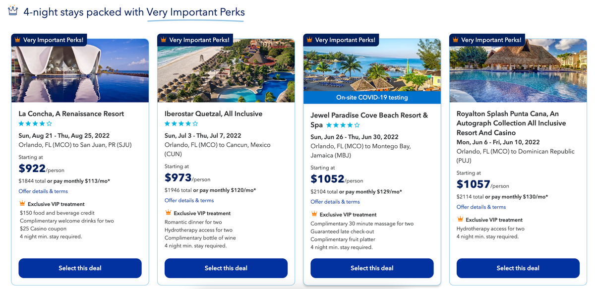 JetBlue Vacations 4-night stays with Very Important Perks