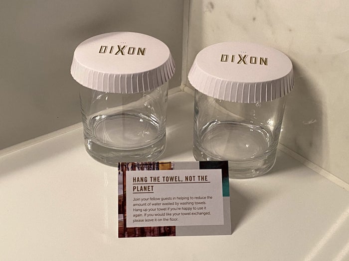 The Dixon London Autograph Collection bathroom environment reminder