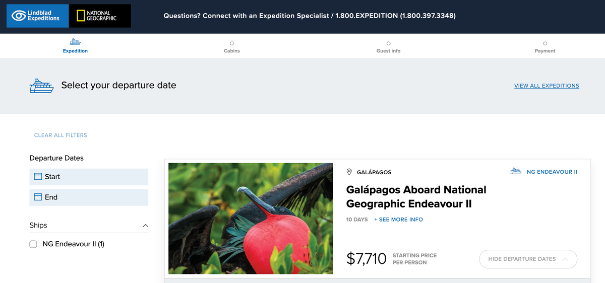 10 day Galapagos aboard National Geographic Endeavour II booking