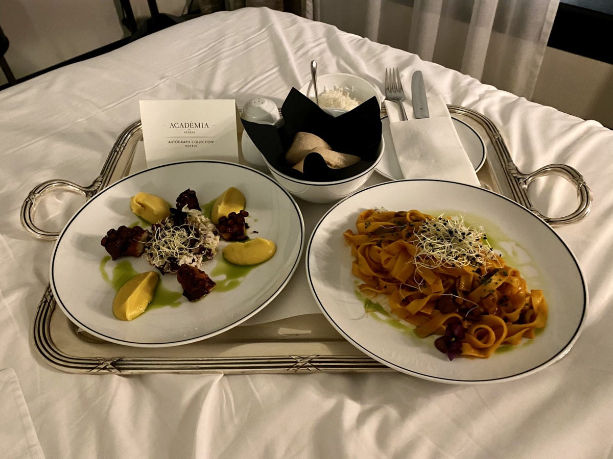 Academias Hotel bedroom room service meal