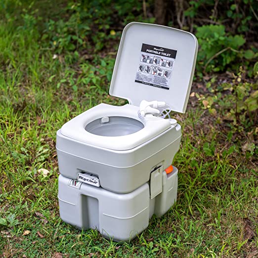 5.3 Gallon Portable Travel Camping Toilet Potty Commode with Piston Pump Flush 