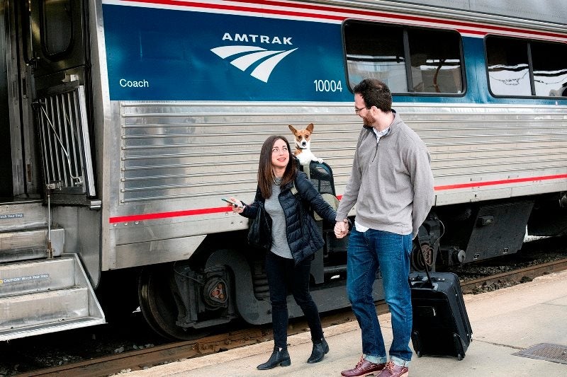 Amtrak couple with dog
