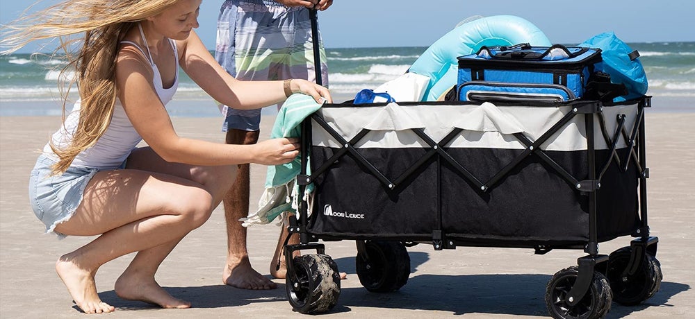 Outdoor Fishing Rolling Wheel Wagon Sea Striker Balloon Tire Surf and Beach Cart 