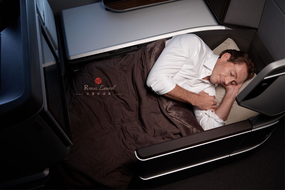 Eva Air Royal Laurel Class business passenger sleeping